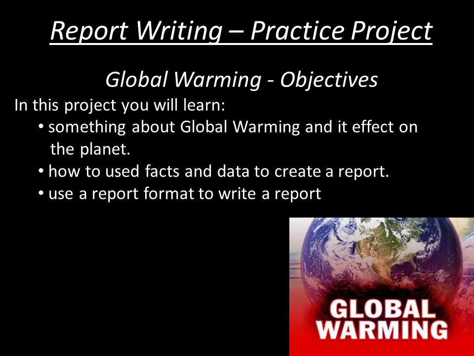 global warming report writing